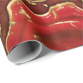 Abstrakter Rot- und Goldmarmor Geschenkpapier (Rolleneckpunkt)