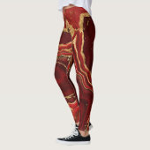 Abstrakter Rot- und Goldmarmor Leggings (Links)