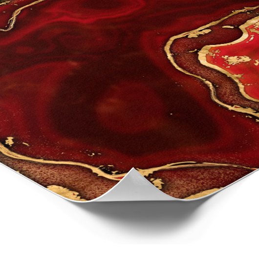 Abstrakter Rot- und Goldmarmor Poster (Ecke)