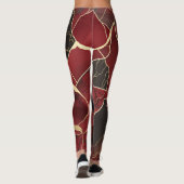 Abstrakter Rot- und Schwarzmarmoreffekt Leggings (Rückseite)