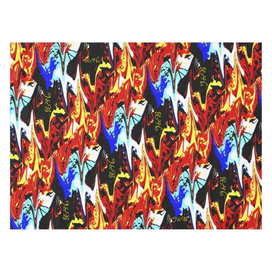 Abstrakter roter gelber blauer Schwarz-weißer Tischdecke (Vorderseite (Horizontal))