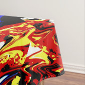 Abstrakter roter gelber blauer Schwarz-weißer Tischdecke (Beispiel)