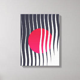 Abstrakter roter Kreis und Wellenlinien Leinwanddruck