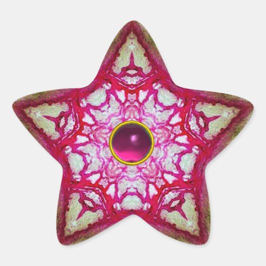 ABSTRAKTER ROTER PINKSTAR MIT FUCHSIA AMETHYST GEM Stern-Aufkleber (Vorderseite)