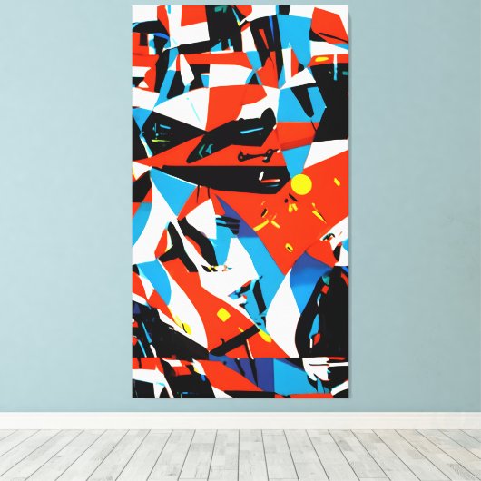 Abstrakter Roter Rhythmus Leinwanddruck (Insitu (Holzboden))