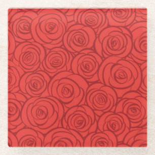 Abstrakter roter Rosen Hintergrund Glasuntersetzer