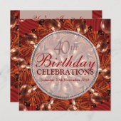 Abstrakter Roter Schmetterling und Blasen Geburtst Einladung (Vorne/Hinten)