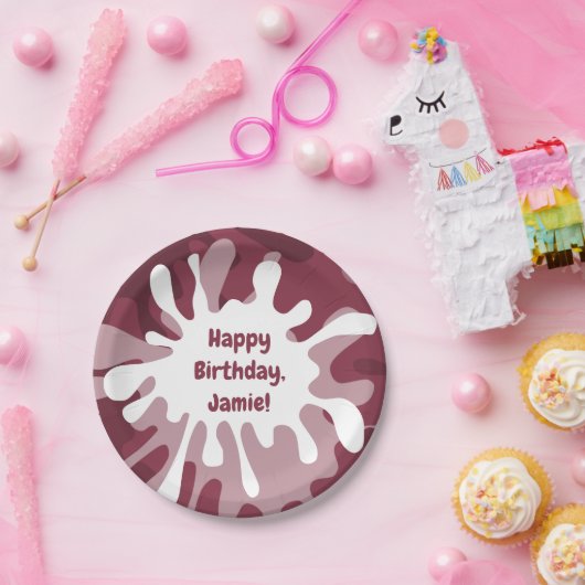 Abstrakter roter Spritzer zum Geburtstag Pappteller (Party)