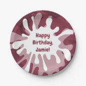 Abstrakter roter Spritzer zum Geburtstag Pappteller (Vorderseite)