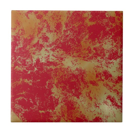 abstrakter roter und gelber Marmor Fliese (Vorderseite)