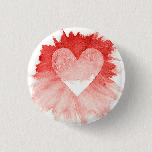 Abstrakter roter Wasserfarbe-Splash-Herz-Runder Kn Button (Vorderseite)