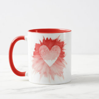 Abstrakter roter Wasserfarbe-Spritzer Herz Zweifar Tasse
