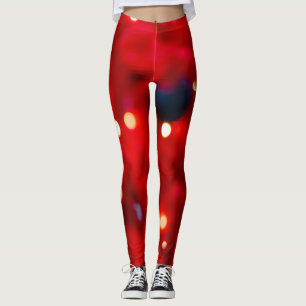 Abstrakter roter Weihnachts-Bokeh-Hintergrund Leggings