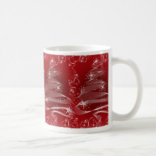 Abstrakter roter X'mas Baum u. Wirbels-Tasse Kaffeetasse