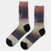 Abstrakter Rotharnrösten Socken (Linkes Detail)