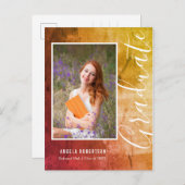 Abstrakter rustikaler Foto Abschluss Einladungspostkarte (Vorne/Hinten)