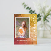 Abstrakter rustikaler Foto Abschluss Einladungspostkarte (Stehend Vorderseite)