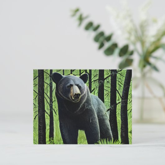 Abstrakter Rustikaler Wildschwarzer Bär Postkarte (Stehend Vorderseite)