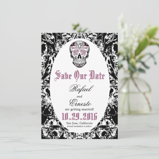 Abstrakter saurer Schädel Gothic Save the Date 4.5 Einladung (Stehend Vorderseite)