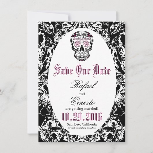 Abstrakter saurer Schädel Gothic Save the Date 4.5 Einladung (Vorderseite)