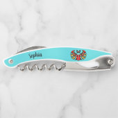 Abstrakter Scarab Käfer auf Aqua Blue Kellnermesser (Rückseite)