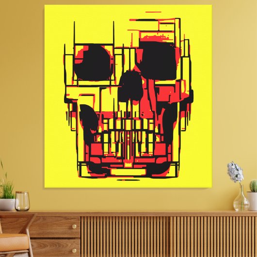 Abstrakter Schädel in lebhaften Farben Leinwanddruck (Insitu (Wohnzimmer))