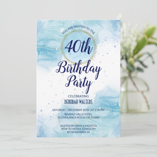 Abstrakter, schlichter Glitzer Einladung (Stehend Vorderseite)