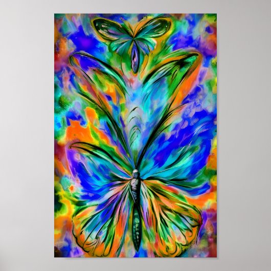 Abstrakter Schmetterling # 1 , Variante 1 Farbton Poster (Vorne)