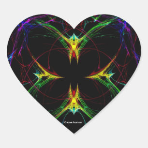 Abstrakter Schmetterling 3 Herz-Aufkleber