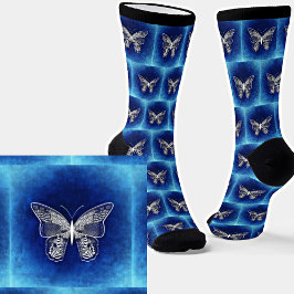 Abstrakter Schmetterling auf blau Socken
