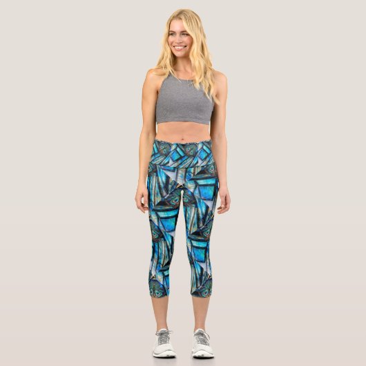 Abstrakter Schmetterling Capri Leggings (Vorderseite)