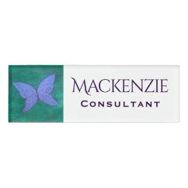 Abstrakter Schmetterling | Modern Blue Lila Wings Namenschild