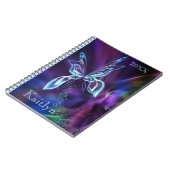 Abstrakter Schmetterling Neon Blau Lila Notizblock (Linke Seite)