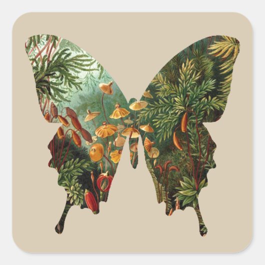 Abstrakter Schmetterling Quadratischer Aufkleber (Vorderseite)