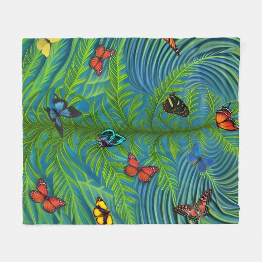 Abstrakter Schmetterlingsgarten Fleecedecke (Vorderseite (Horizontal))