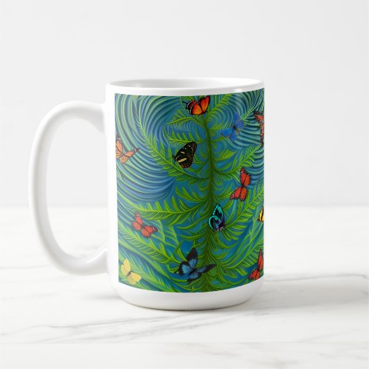 Abstrakter Schmetterlingsgarten Kaffeetasse (Links)