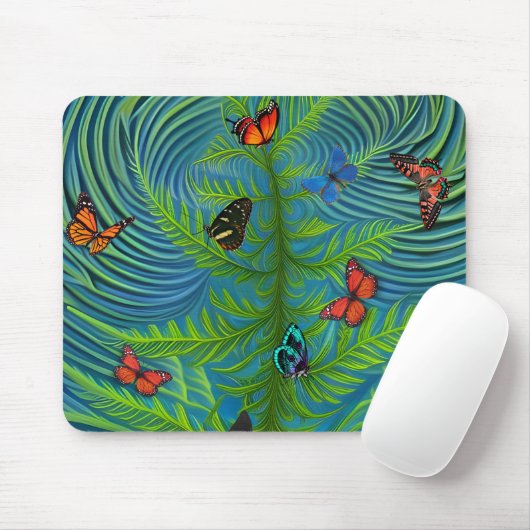Abstrakter Schmetterlingsgarten Mousepad (Mit Mouse)