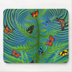 Abstrakter Schmetterlingsgarten Mousepad