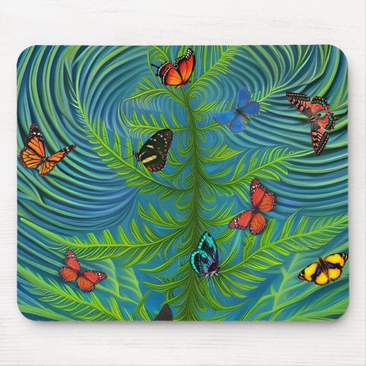 Abstrakter Schmetterlingsgarten Mousepad (Vorne)