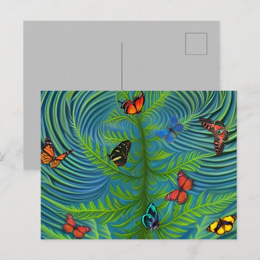 Abstrakter Schmetterlingsgarten Postkarte (Vorne/Hinten)