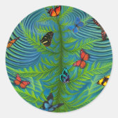 Abstrakter Schmetterlingsgarten Runder Aufkleber (Vorderseite)