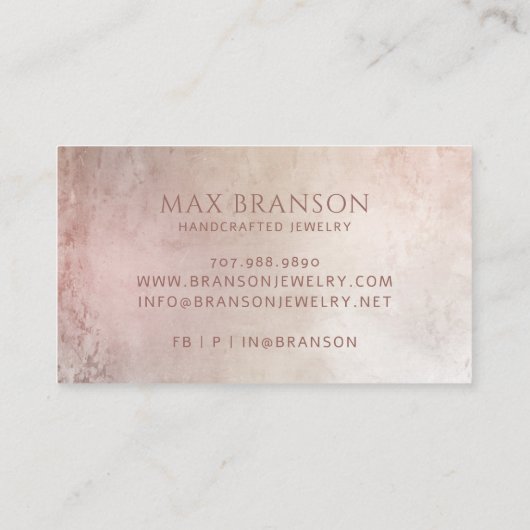 Abstrakter Schmuckdesigner Dusty Pink Pinsel gestr Visitenkarte (Rückseite)