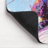 Abstrakter Schneeschuhfahrer mit bearbeitbarem Mau Mousepad (Ecke)