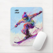 Abstrakter Schneeschuhfahrer mit bearbeitbarem Mau Mousepad (Mit Mouse)