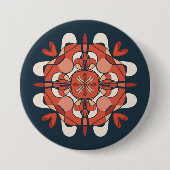 Abstrakter schöner Red Mandala Dark Blue Hintergru Button (Vorderseite)