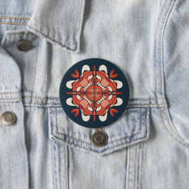 Abstrakter schöner Red Mandala Dark Blue Hintergru Button
