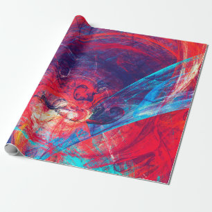 Abstrakter schöner roter und blauer leuchtender Fa Geschenkpapier