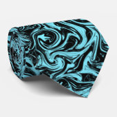 Abstrakter Schwarz/Blau-Swirl Krawatte (Gerollt)
