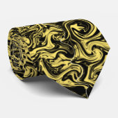 Abstrakter Schwarz-Gelb-Swirl Krawatte (Gerollt)