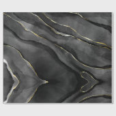 Abstrakter Schwarz-Gold-Agate-Marmorwirl Geschenkpapier (Flach)